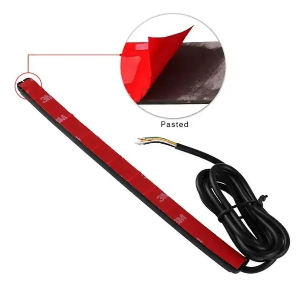 Barra LED 20 cm Freno + Direccionales (Ámbar/Rojo) 12V – Flexible e Impermeable