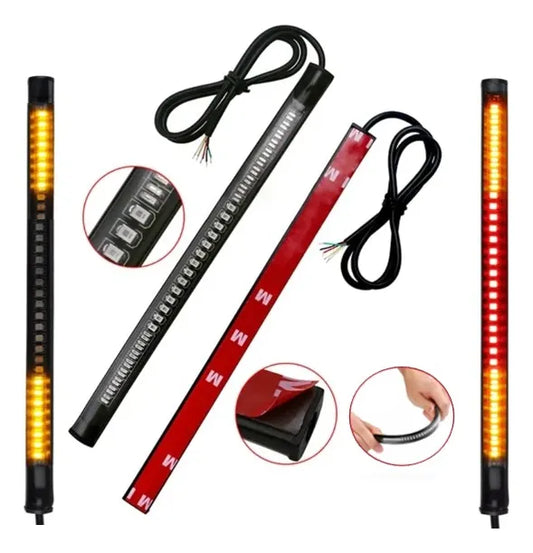 Barra LED 20 cm Freno + Direccionales (Ámbar/Rojo) 12V – Flexible e Impermeable