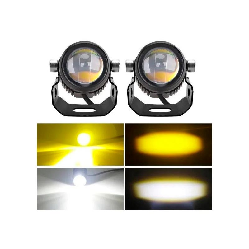 Exploradoras LED Dual Color para Moto (Par) – Mini Driving Light Alta Potencia