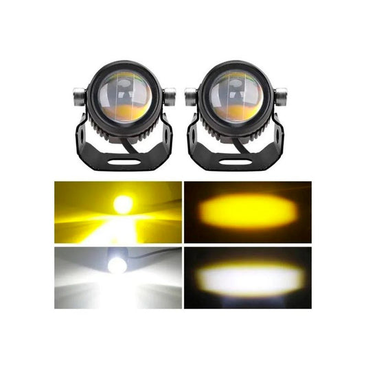 Exploradoras LED Dual Color para Moto (Par) – Mini Driving Light Alta Potencia