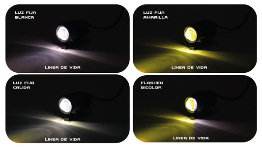 Exploradoras LED Dual Color 8000 lm para Moto (Par) – 9–36V | Lente Proyector