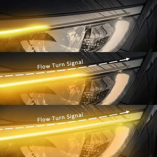 Tiras LED 60 cm con carcasa siliconada (Par x2) – DRL Blanco + Direccional secuencial ámbar 12V